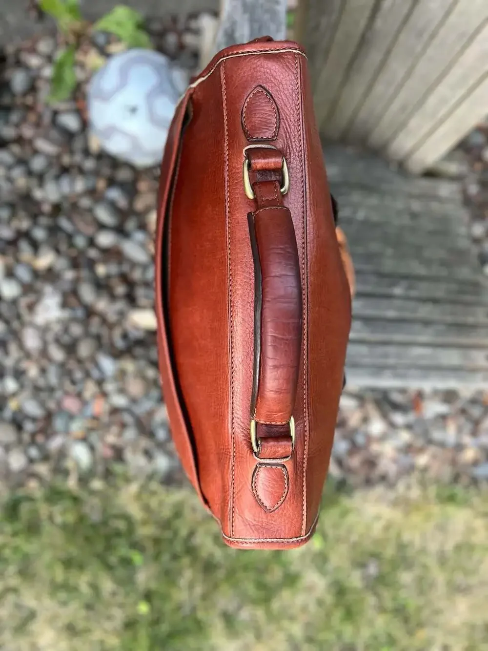 VTG 80s Levenger Made in England Brown Leather Briefcase Messenger Bag